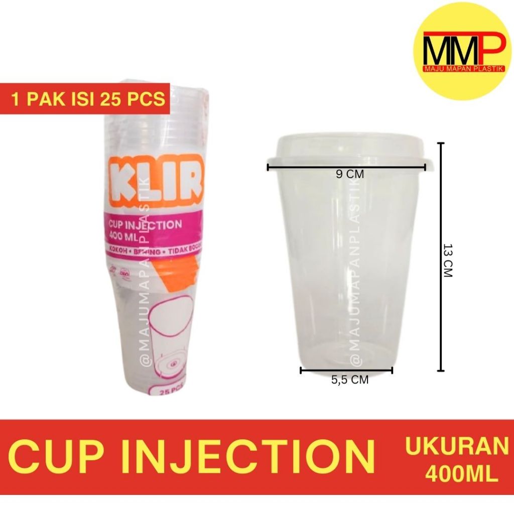Jual [25 Pcs] Cup Injection Gelas Thinwall Tebal 14 oz 400 ml / 16 oz ...