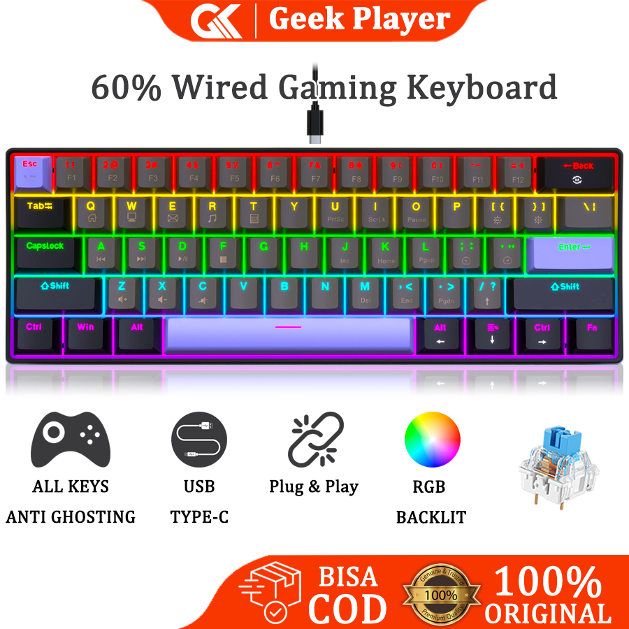 Jual [ COD ]Titan 5 Keyboard Mechanical Gaming 60% – Hot-Swappable RGB ...