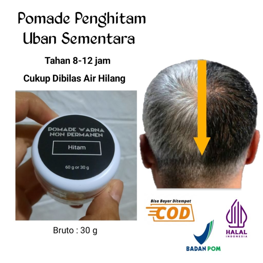 Jual Pomade Hitam Pewarna Rambut / Penutup Uban - Semir Rambut 30 gram ...