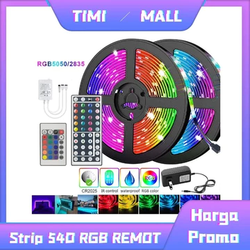 Lampu Led Strip Rgb Warna Warni 28355050 Komplit Set Adaptor Remote Waterproof