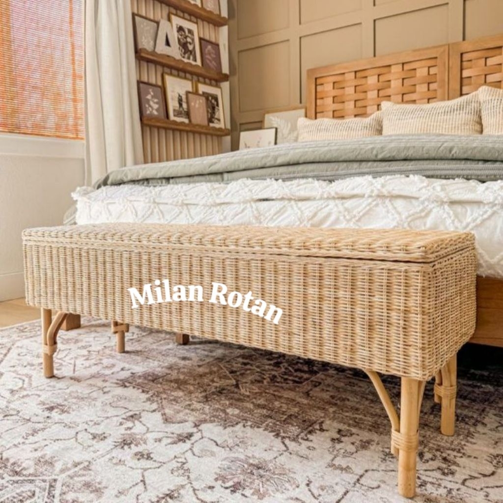 Jual Kursi Rotan Bench Tempat Penyimpanan Serbaguna Rotan Alami Murah ...