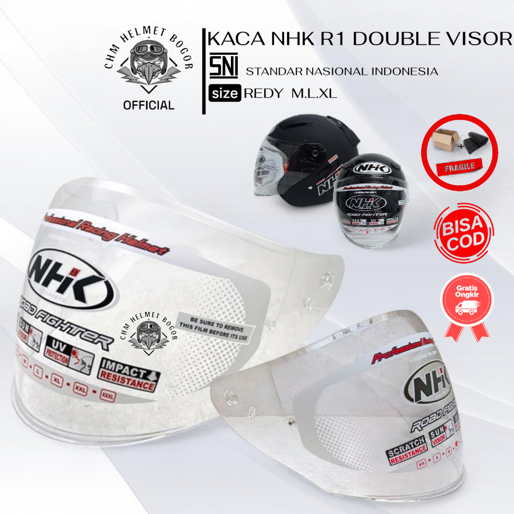 Jual Visor / Kaca NHK R1 Double Visor Clear (Original NHK) | Shopee ...