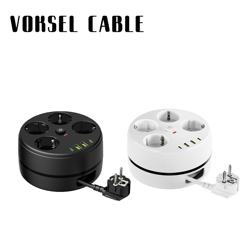 Jual VOKSEL CABLE 2500W Soket Listrik Bundar Standar Eropa 8in1 Power ...