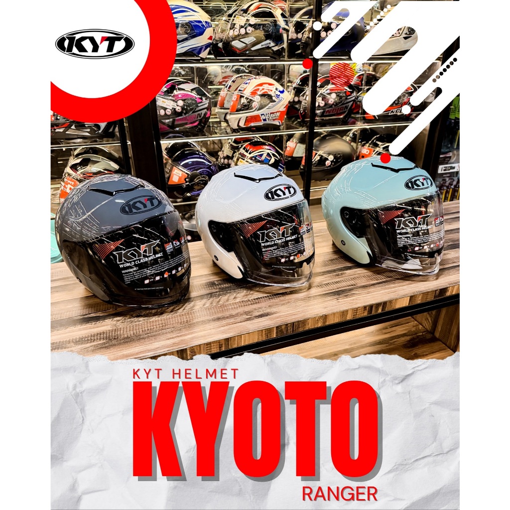 Jual Helm KYT KYOTO & KYOTO RANGER 2.0 (Intercom Ready) Solid Helm Half ...