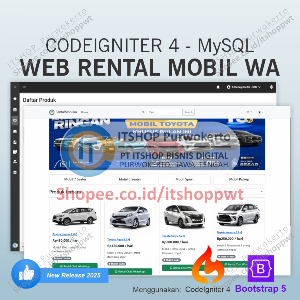 Jual Source Code Aplikasi Web Rental Mobil Ada Tombol Chat menggunakan ...