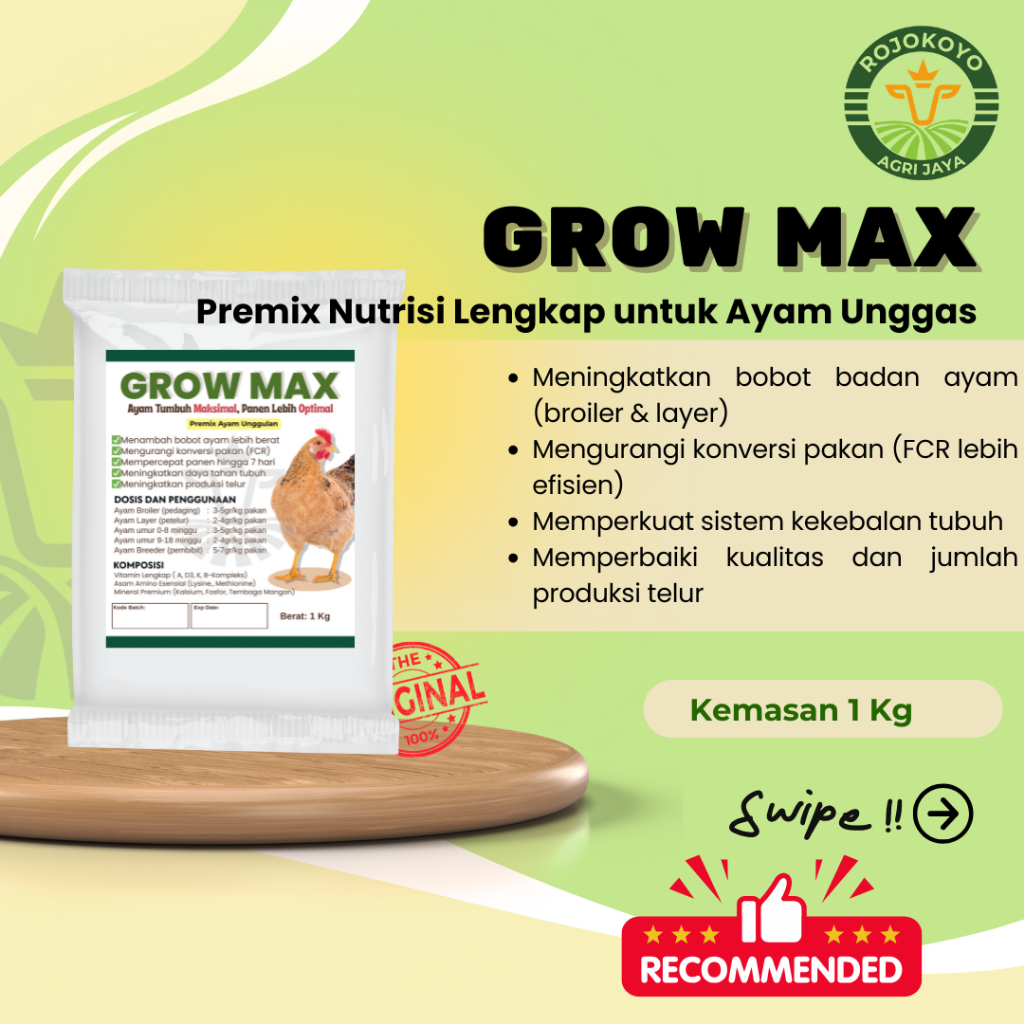 Jual GROW MAX Premix Efisiensi Pakan & Produktivitas Unggas | Shopee ...