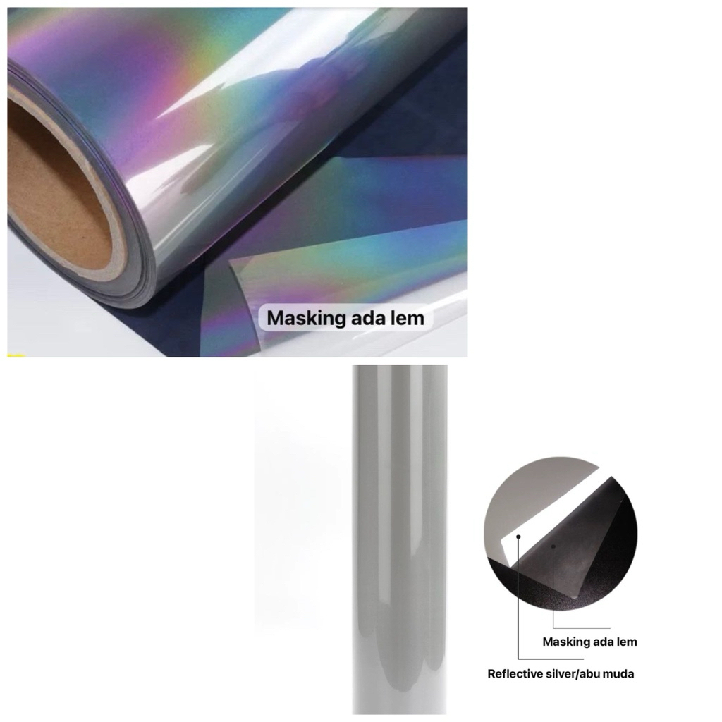 Jual Masking Lem Reflective Silver Rainbow Lebar 60 cm - Polyflex ...