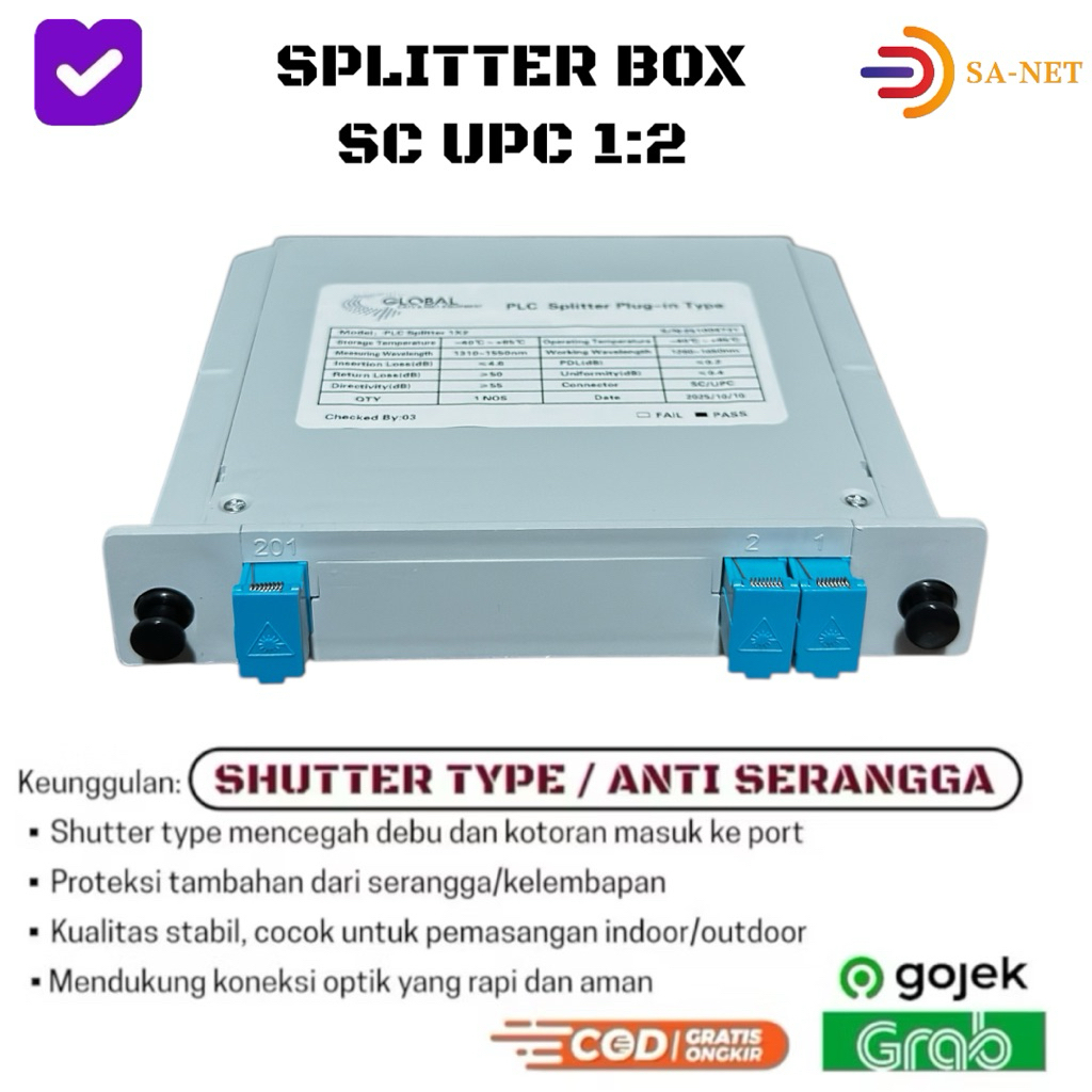 Jual GLOBAL Splitter Box 1:2 SC UPC – Shutter Type Anti Serangga ( 2 ...