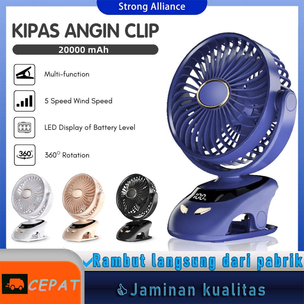 Jual 20000mAh Kipas Angin Clip Led Kipas Mini Fan Rotating Kipas ...