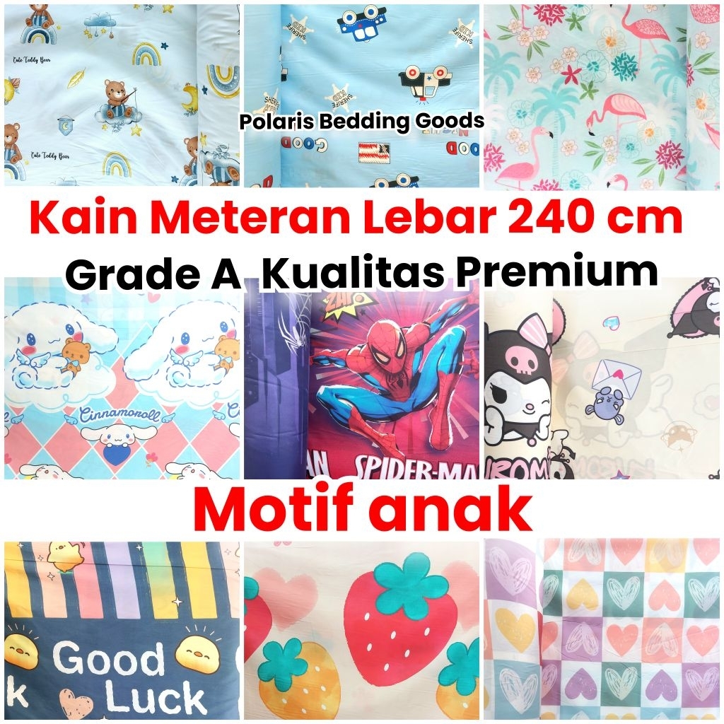 Jual Kain Katun Polymicro CVC Meteran Motif Anak Untuk Sprei Mukena ...