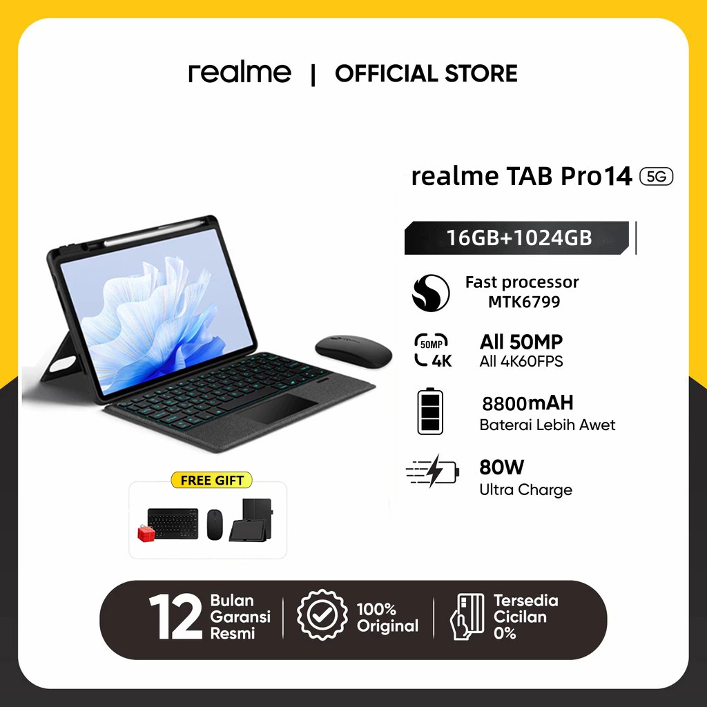 Jual realme Asli Baru Pad Pro 14 Tablet Android 12.1