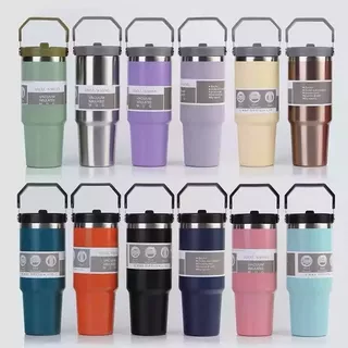 Tumbler Stainless 3 Way Option Dengan Handle – 900ml | Vacuum Flask Panas Dingin 12 Jam