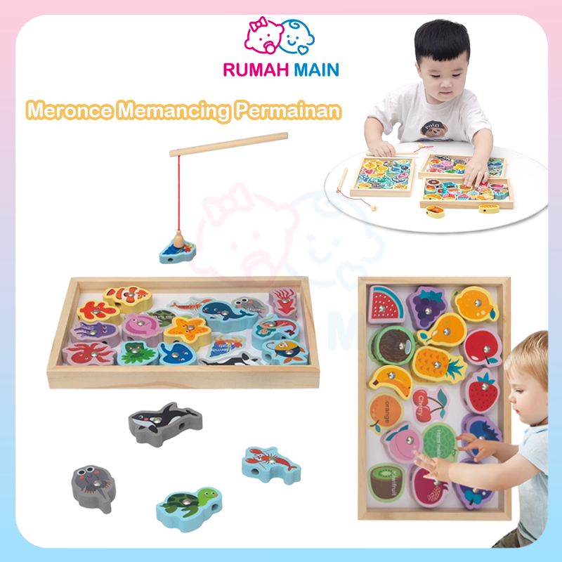 Jual Rumah Main Mainan Edukasi Montessori Anak Meronce dan Memancing ...