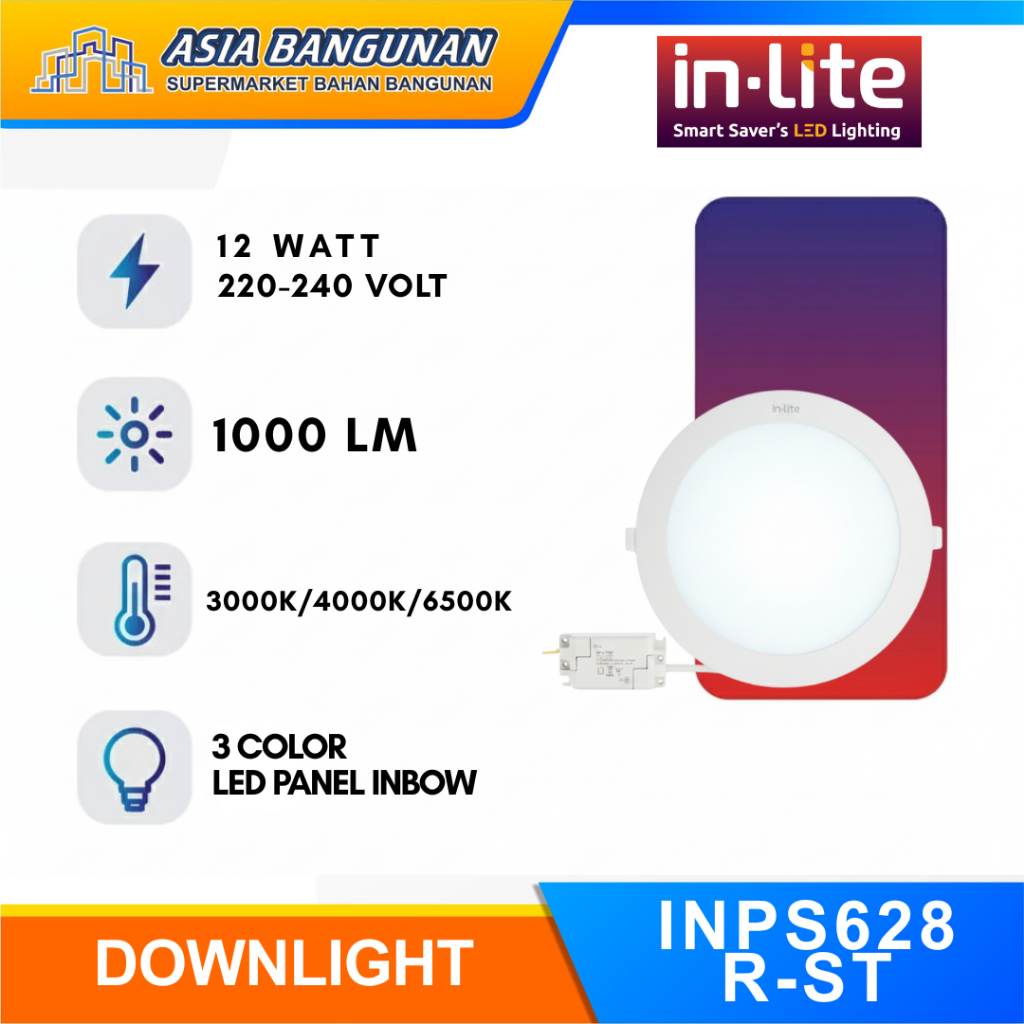 Jual Inlite Downlight Panel Bulat INPS628R-ST 3 warna Lampu Dekorasi ...