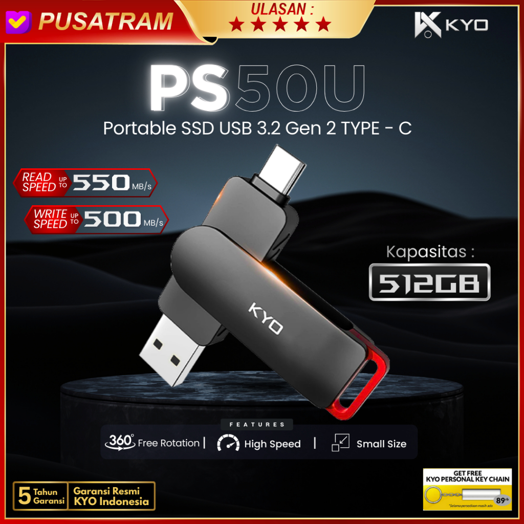 Jual KYO PS50U 512GB Portable SSD USB 3.2 TYPE C External SSD Eksternal ...