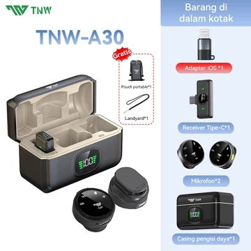 TNW A30 Wireless Clip On Mic Microphone Dual Mikrofon Wireless Mikrofon Hp Lavalier Microphone