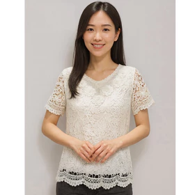 Blus Atasan Wanita Aurum Tangan Pendek Full Brokat 5331