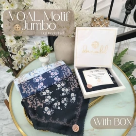 Hijab Segiempat Voal Motif SYAR'I WITH BOX By Dinnalulhijab