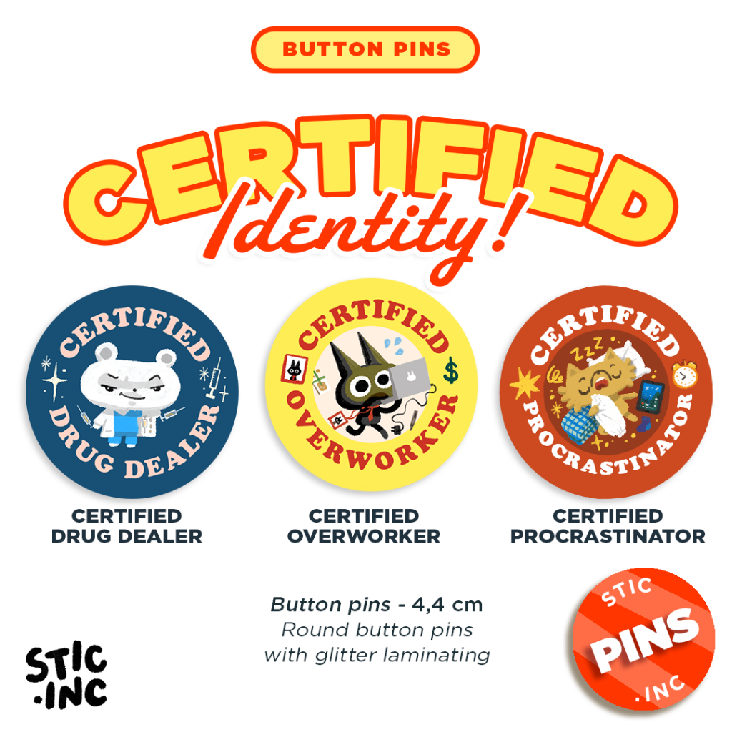 Jual Certified Identity Pins - Button Pins | Original Stic Inc Pins ...
