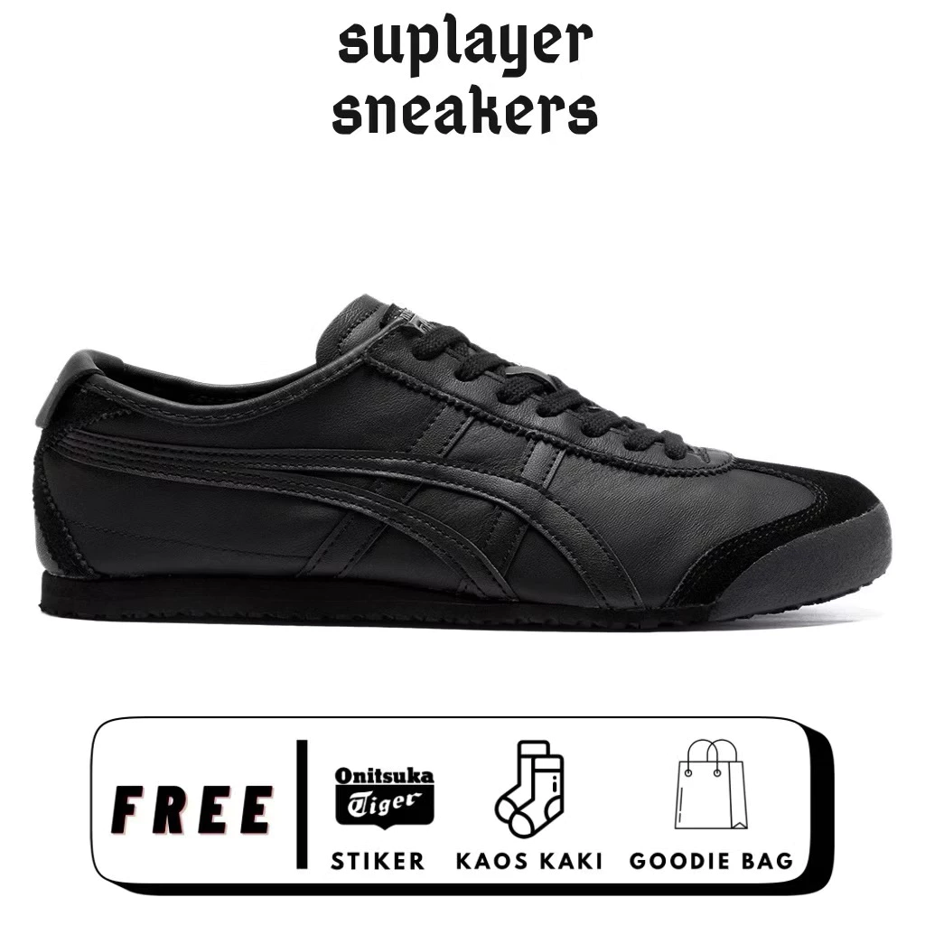 Sepatu Onitsuka Tiger Mexico 66 All Black Sepatu Pria Wanita Sneakers Full Black Casual Keren Terlaris Onitsuka Triple Black Hitam