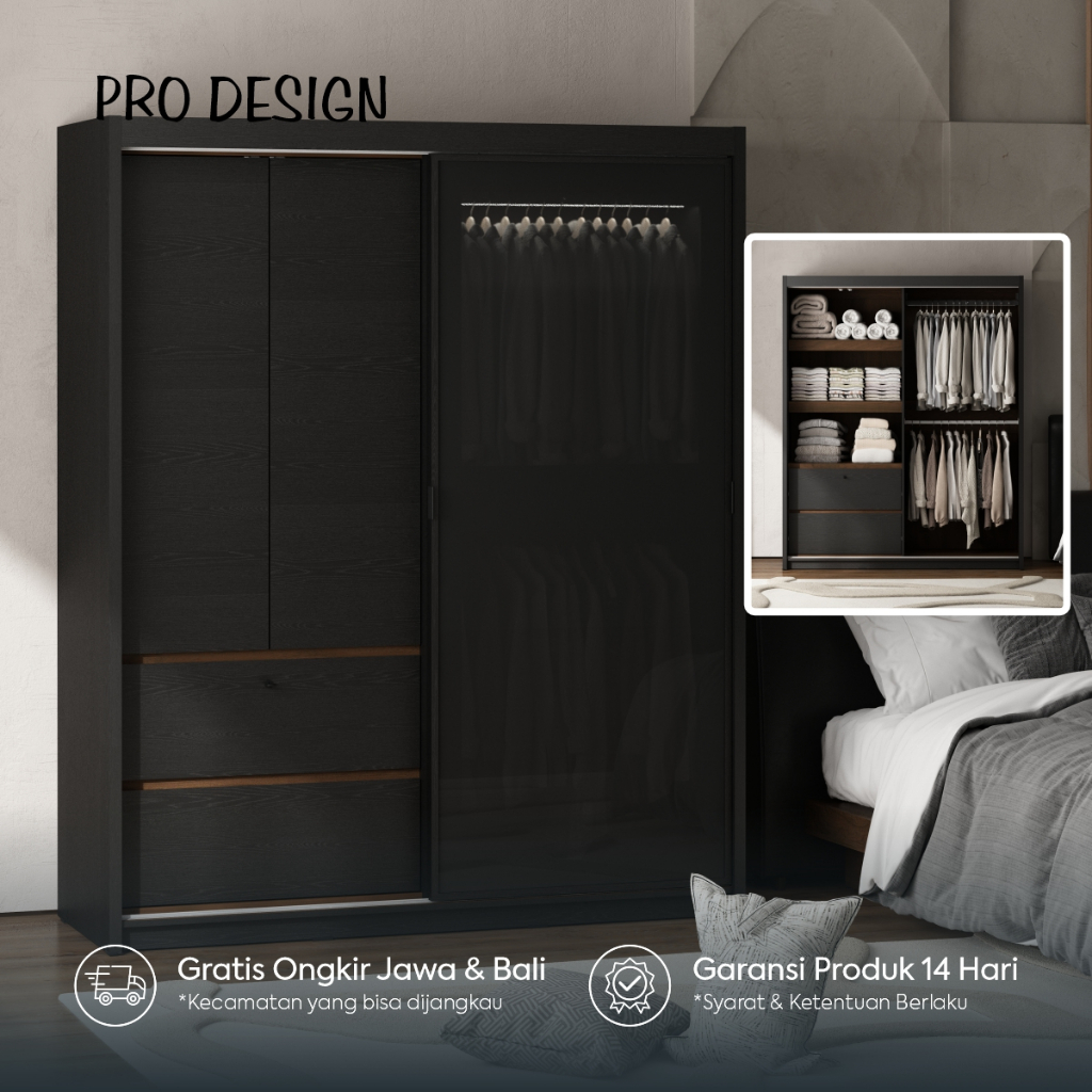Jual Pro Design Ottawa WD160 SSL Lemari Pakaian Pintu Sliding / Lemari ...