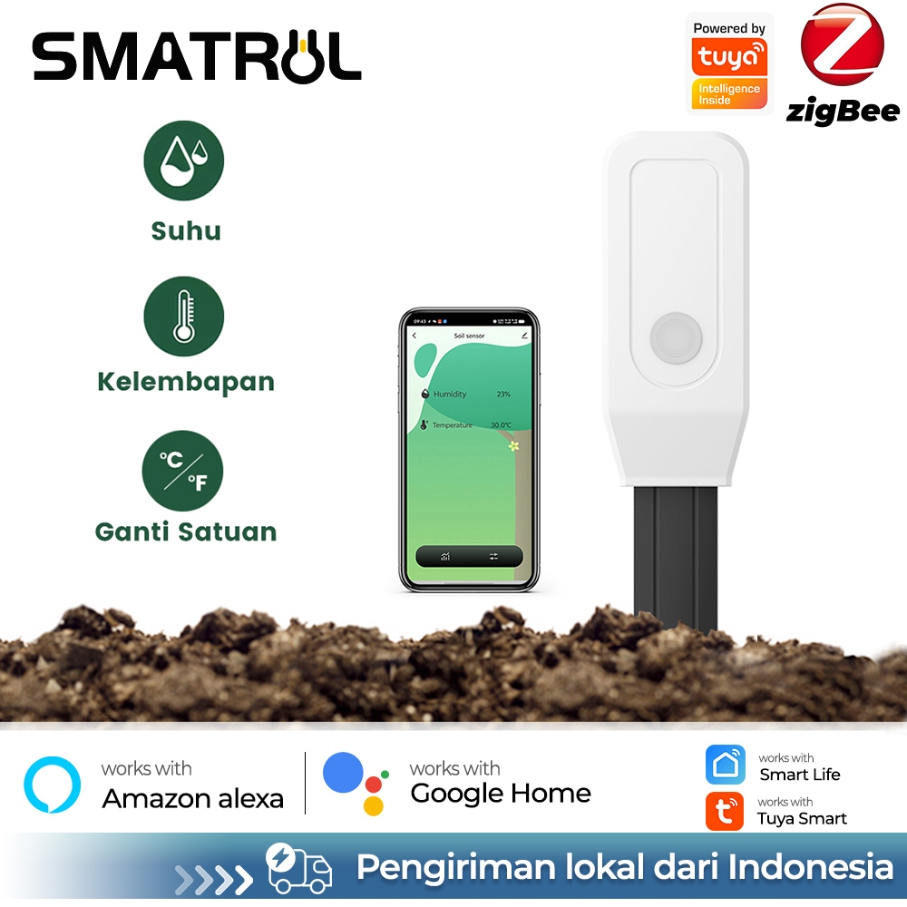 Jual SMATRUL Tuya Smart Zigbee3.0 Pengukur Kelembapan Tanah, Sensor ...