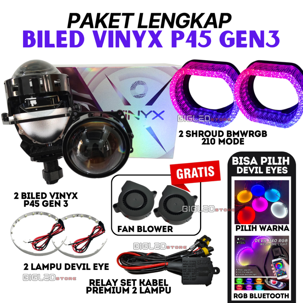 Jual Paket HEMAT LENGKAP VINYX P45 Projector BILED P45 Gen 3 Proji ...