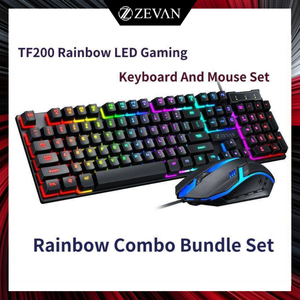 Jual ZEVAN Keyboard Gaming Mekanik Mouse ZEVAN TF200 Paket Set RGB LED ...