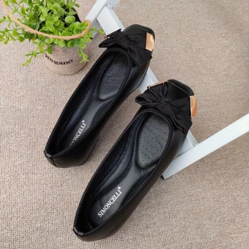 Simoncelli Sepatu Flat Wanita Pita Sepatu Wanita Sepatu Korea Flatshoes Kerja Hitam Sepatu