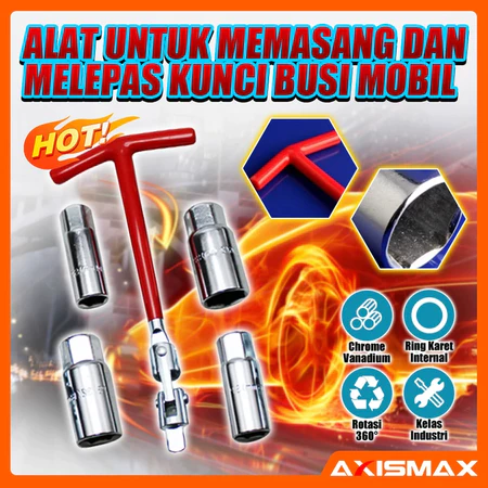 Kunci Busi Fleksible 4IN1 TERBARU 14 16 21mm Lepas Pasang Spark Plug SOK T Motor Mobil Kunci Busi Set 3 Mata Kunci Busi Double 16 18 Dan 21 Mm Sok Busi Ready Kunci Busi Motor