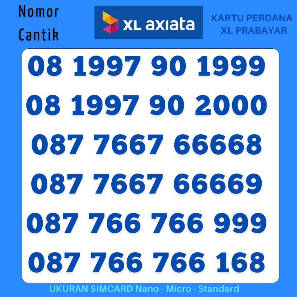 Jual NOMOR CANTIK XL TAHUN LAHIR 999 SUPPORT 4G&5G KARTU PERDANA XL ...