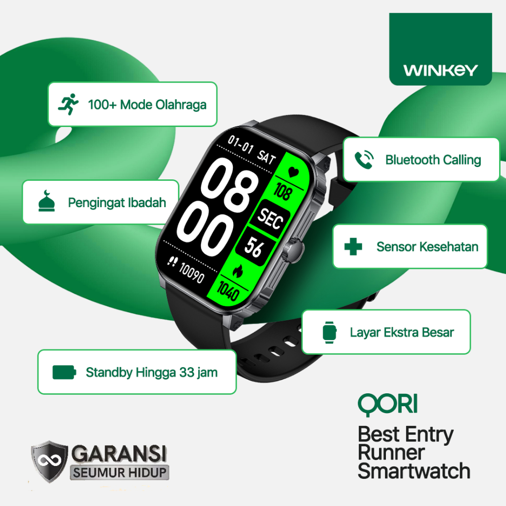 Jual WINKEY Smartwatch Running Qori 100+ Sports Mode Bluetooth Calling ...