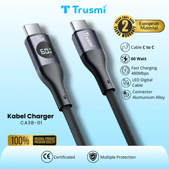 Cable Digital 60W Braided (C to C) 1M