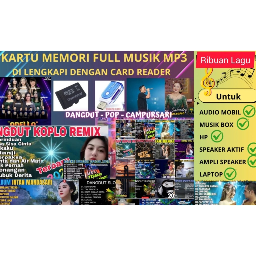 Jual Kartu Memori Full 60 Album Musik MP3 Terpopuler isi Ribuan Lagu ...