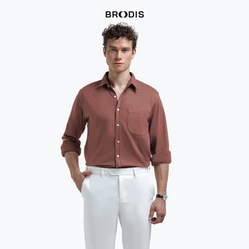 Broodis Kemeja Polos Hitam Cotton SOFTEE Black Lengan Panjang Slimfit