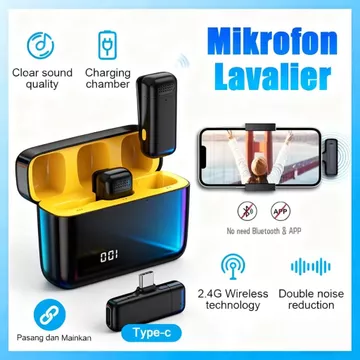 A37 K31 Pro Wireless Lavalier Microphone Dual Mic Magnetic Clip On 2 In 1 For IPhone Android