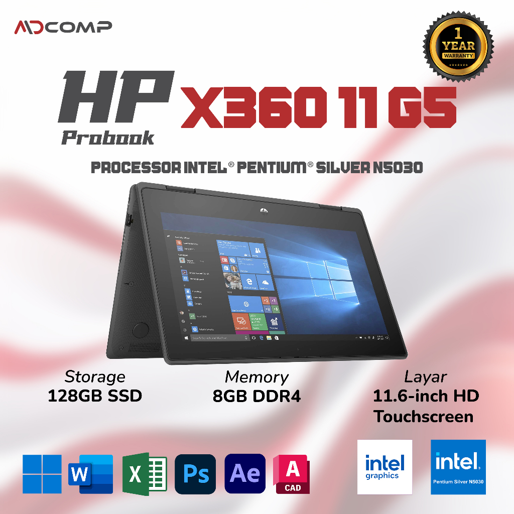 2 in 1 HP Probook X360 11 G5 EE (2021) met Windows 11 Pro - Advertentie
