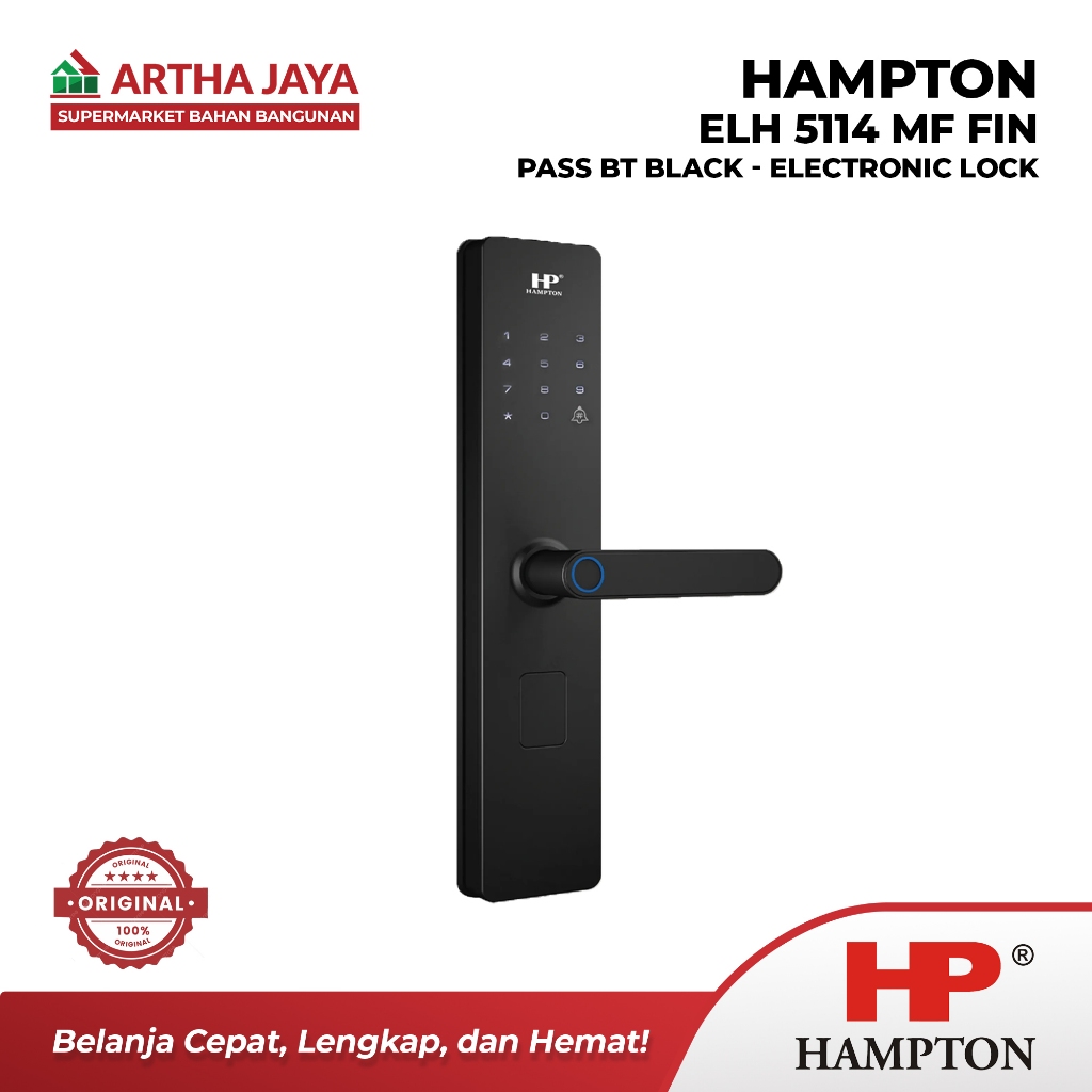 Jual HAMPTON ELH 5114 MF FIN PASS BT BLACK - ELECTRONIC LOCK/DIGITAL ...
