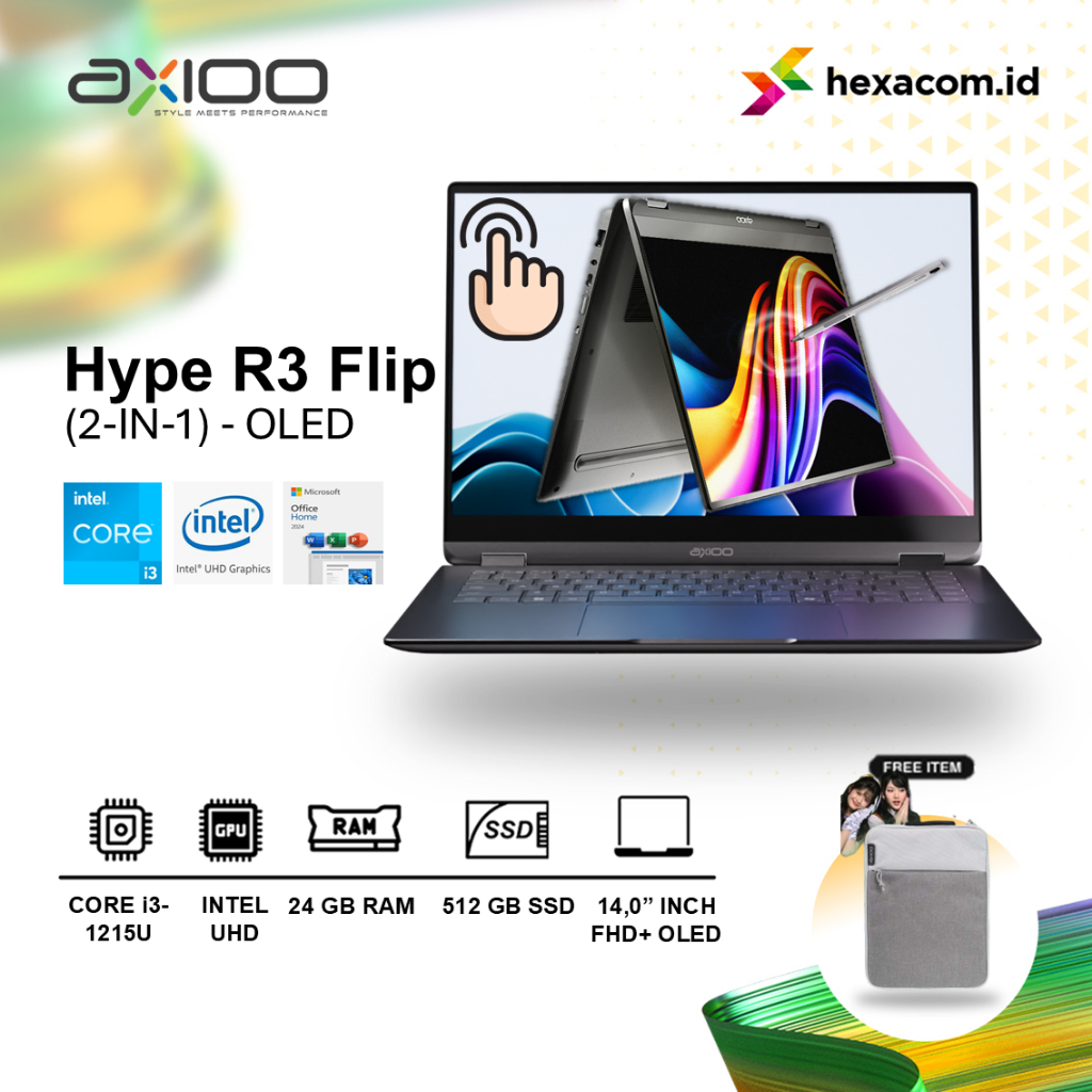 Jual Laptop Axioo Hype R 3 Flip 2-IN-1 i3-1215U 24GB 512GB SSD 14 inch ...