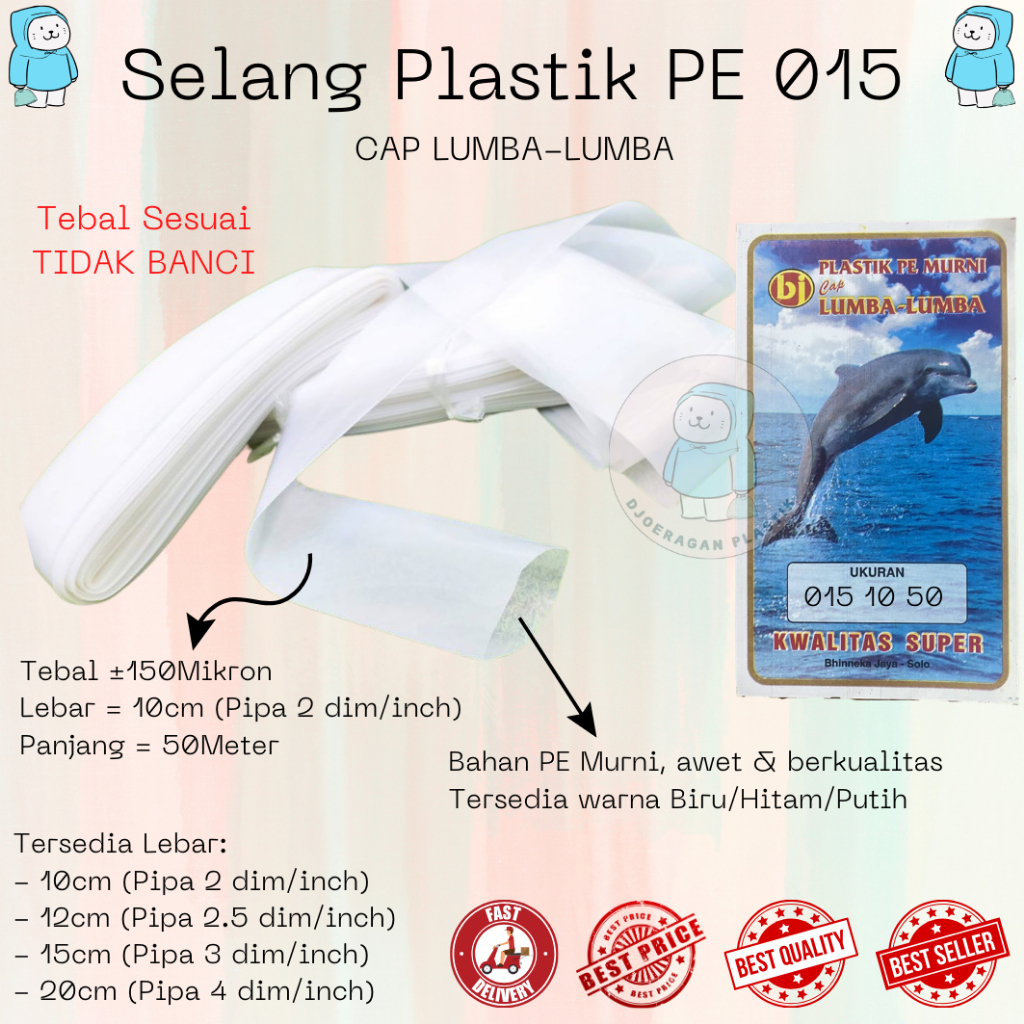[015x10CMx50M] Selang Plastik PE Diesel Drip Irigasi Sawah Cap Lumba Lumba  2 Dim / 2 Inch
