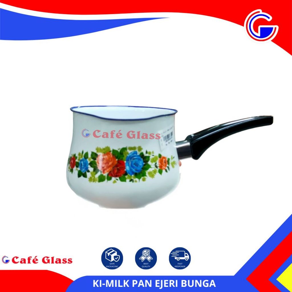 Panci Susu Bunga 12Cm / Milk Pan Ejeri Gagang Hitam Enamel / Panci Bunga Tinggi