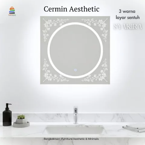Shakira Cermin Estetik Led Touch Screen Dinding Kama Mandi Aesthetic Cermin Mewah