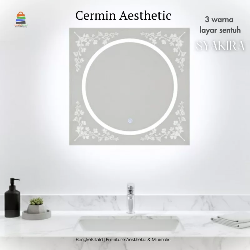 Shakira Cermin Estetik Led Touch Screen Dinding Kama Mandi Aesthetic Cermin Mewah