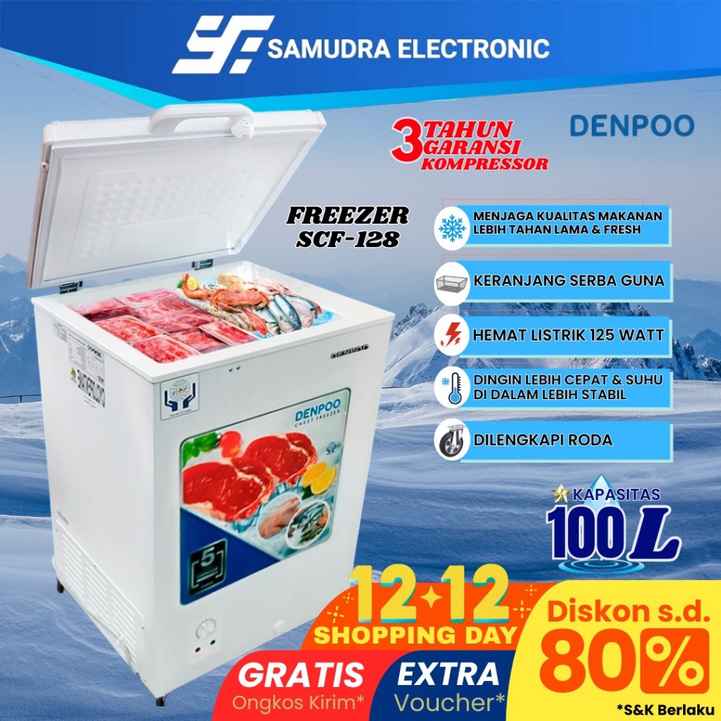 Jual Chest Freezer Box 100 Liter Denpoo SCF 128 CG Food Frozen | Shopee ...