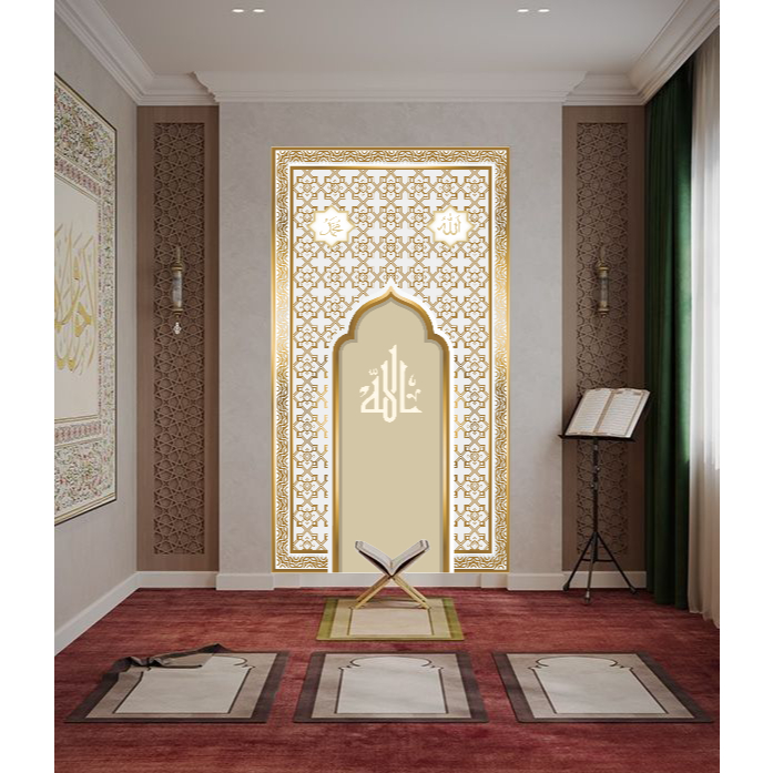 Stiker Mihrab Premium Wallpaper Dinding Mushola Kaligrafi Anti Air & Mudah di Pasang - MH1-3