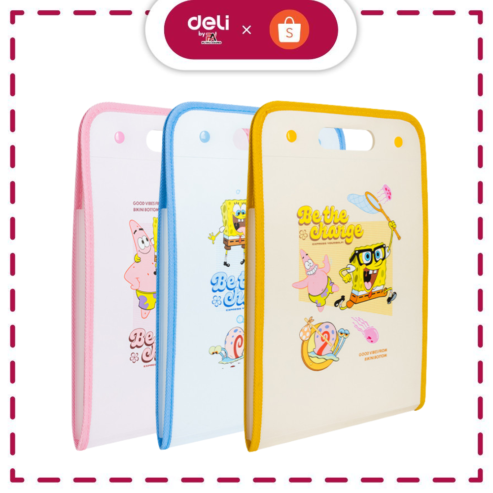 Jual Deli Expanding File Spongebob A4 EF611 7 Pocket Map File Organizer ...