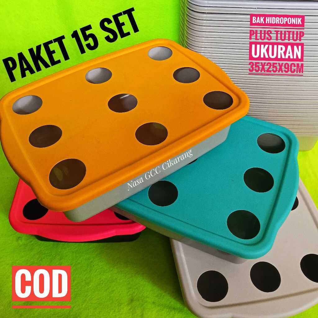 15 SET BAK HIDROPONIK DAN TUTUP 9 LUBANG