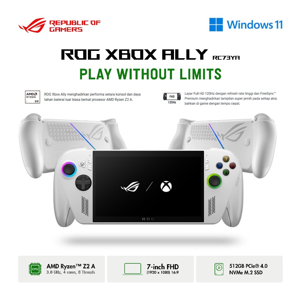 Jual ROG Xbox Ally RC73YA AMD Ryzen Z2 A 16GB 512GB Windows 11 Home 7.0 ...