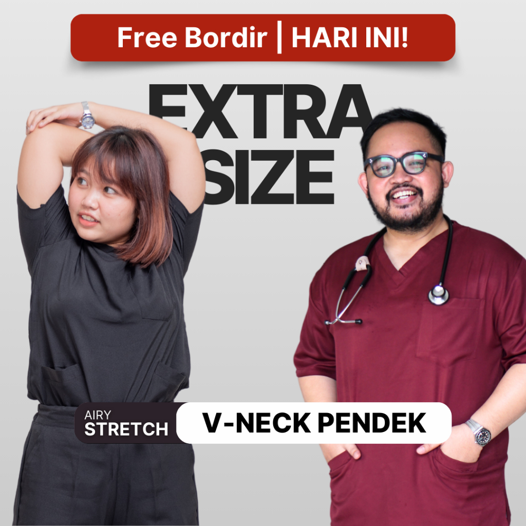 Jual [AIRY STRETCH] EXTRA SIZE Scrub Baju OK Vneck Pendek - Stasis ...
