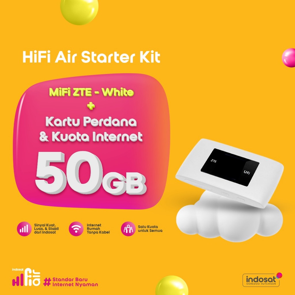 Indosat HiFi Air ZTE MiFi MF920US WiFi Modem 4G LTE 50Gb